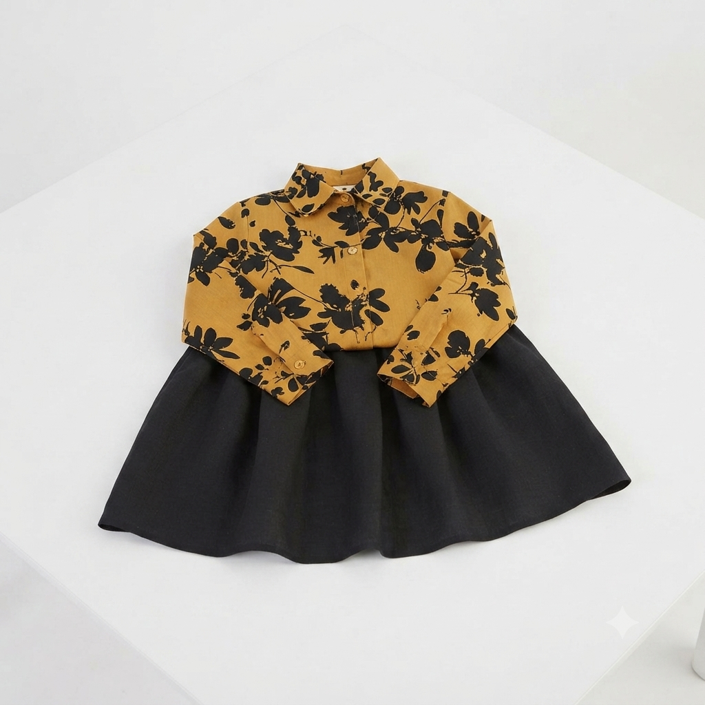 2 piece girls set design top flowers skirt