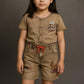 Cute 2 piece Floral Style Girls short set top head band