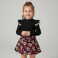Girls kotray Set with black top skirt printed